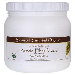 Порошок акации - сертифицированный 100% органический, Acacia Fiber Powder - Certified 100% Organic, Swanson, 284 грам купить в Киеве и Украине