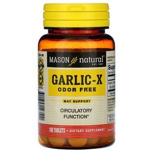 Чеснок, Garlic X, Mason Natural, без запаха, 100 таблеток купить в Киеве и Украине