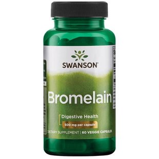 Максимальная прочность Бромелайн, Maximum Strength Bromelain 1,200 Г, Swanson, 500 мг, 60 капсул купить в Киеве и Украине