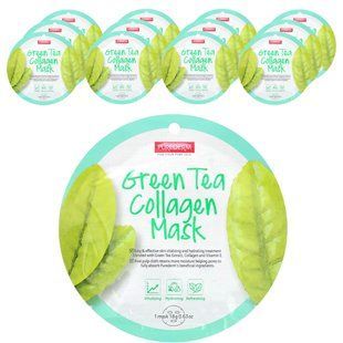Purederm, Green Tea Collagen Beauty Mask, 12 Sheets, 0.63 oz (18 g) Each купить в Киеве и Украине