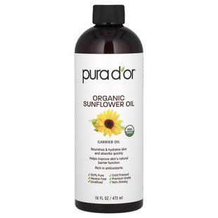 Pura D'or, Organic Sunflower Oil, 16 fl oz (473 ml) купить в Киеве и Украине