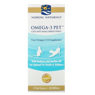 Омега-3 для питомцев для кошек и небольших собак Nordic Naturals (Omega-3 Pet Cats and Small Breed Dogs) 60 мл купить в Киеве и Украине