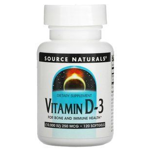 Витамин Д3 Source Naturals (Vitamin D3) 10000 МЕ 120 гелевых капсул купить в Киеве и Украине