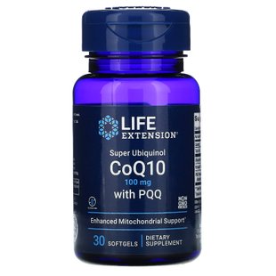 Супер убихинол - коэнзим Q10, с BioPQQ, Super Ubiquinol CoQ10 with BioPQQ, Life Extension, 100 мг, 30 желатиновых капсул купить в Киеве и Украине