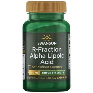 Альфа-липоевая кислота R-фракции - тройная сила, R-Fraction Alpha Lipoic Acid - Triple Strength, Swanson, 300 мг 30 капсул купить в Киеве и Украине