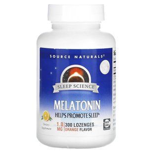 Мелатонин, леденцы со вкусом апельсина, Melatonin, Sublingual Orange, Source Naturals, 1 мг, 300 леденцов купить в Киеве и Украине