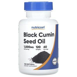 Nutricost, олія з насіння чорного кмину, 1000&nbsp;мг, 120&nbsp;капсул (500&nbsp;мг у капсулі)