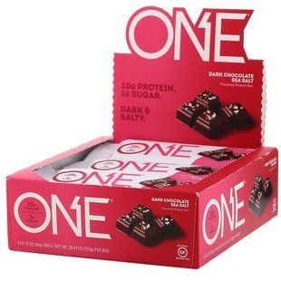 Батончик One, темный шоколад с морской солью, One Brands,12 батончиков, по 60 г (2,12 унции) каждый купить в Киеве и Украине