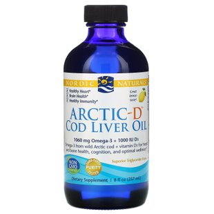 Рыбий жир из печени трески и D3 Nordic Naturals (Arctic-D Cod Liver Oil) со вкусом лимона 237 мл купить в Киеве и Украине