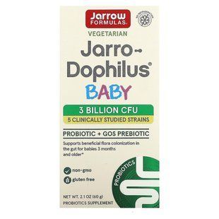 Пробіотики для дитини, 3 мільярди живих бактерій, Jarro-Dophilus Baby, Baby's Probiotic, Jarrow Formulas, 2,1 унції (60 г)