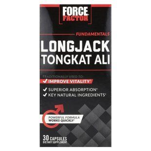 Тонгкат Али эврикома длиннолистная Force Factor (Longjack Tongkat Ali) 500 мг 30 капсул купить в Киеве и Украине