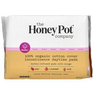 The Honey Pot Company, Дневные ватные диски, настоянные на травах, с крыльями, при органическом недержании, 16 штук купить в Киеве и Украине