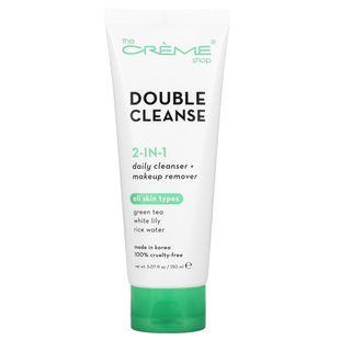 The Creme Shop, Double Cleanse, daily cleansing product 2-in-1 + makeup remover, 5.07 liquid ounces (150 ml).
