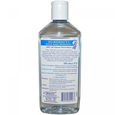 Toner for pore tightening based on witch hazel, Humphreys, 16 fluid ounces (473 ml)