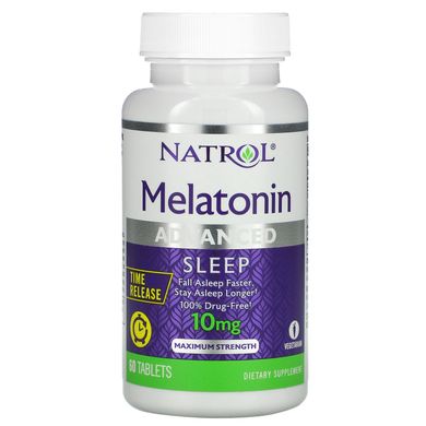 Мелатонін, покращений сон, повільне вивільнення, Advanced Sleep Melatonin, Natrol, 10 мг, 60 таблеток