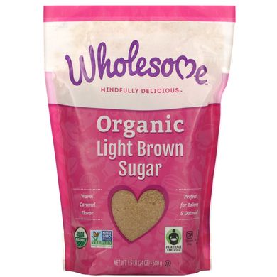 Органічний легкий коричневий цукор, Wholesome Sweeteners, Inc, 15 фунта (680 г)