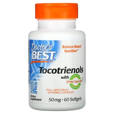 Вітамін Е та токотрієноли Doctor's Best (Tocotrienols with EVNol SupraBio) 50 мг 60 капсул