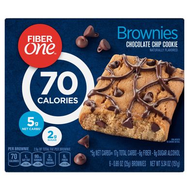 Fiber One, Brownies, печиво з шоколадною крихтою, 6 батончиків по 0,89 унції (25 г) кожен