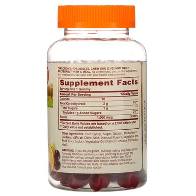 Жувальні таблетки з біотином, виноград, апельсин і вишня, Sundown Naturals 1000 мкг, 130 жувальних таблеток