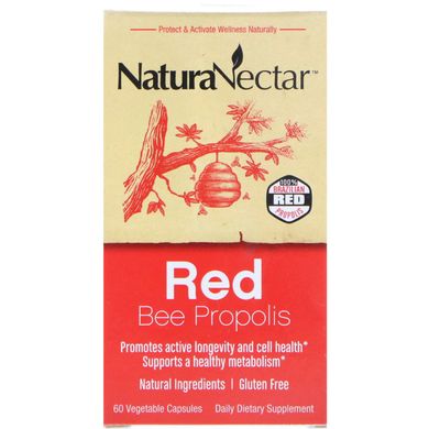 Червоний бджолиний прополіс, NaturaNectar, 60 вегетаріанських капсул
