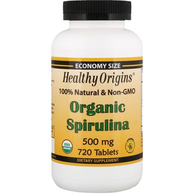 Органічна спіруліна, Organic Spirulina, Healthy Origins, 500 мг, 720 таблеток