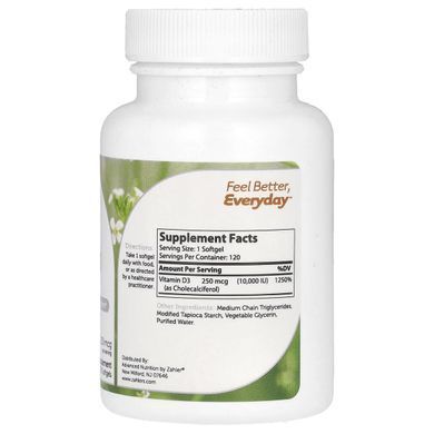 Вітамін Д3: вдосконалена формула Zahler (Vitamin D0) 10000 МО 120 капсул