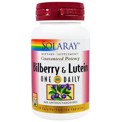 Чорниця і лютеїн Solaray (Bilberry Lutein One Daily) 30 капсул