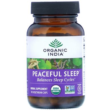Витамины для сна, Peaceful Sleep, Organic India, 90 вегетарианских капсул купить в Киеве и Украине