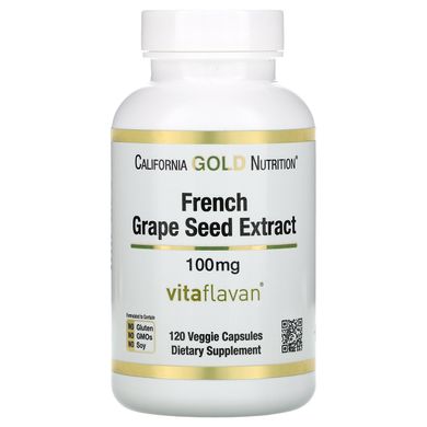 Французький екстракт виноградних кісточок California Gold Nutrition (French Grape Seed Extract) 100 мг 120 вегетаріанських капсул