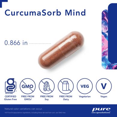 Куркума Pure Encapsulations (CurcumaSorb Mind) 60 капсул