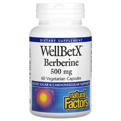 Харчова добавка Берберин WellBetX, Natural Factors, 500 мг, 60 вегетаріанських акцій