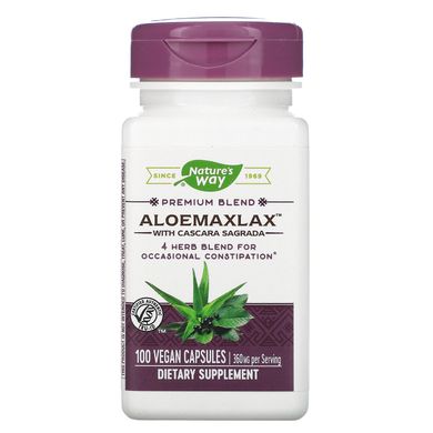 Каскара саграда з алое, AloeMaxLax, Nature's Way, 445 мг, 100 капсул