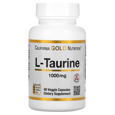 Таурін California Gold Nutrition (L-Taurine) 1000 мг 60 капсул