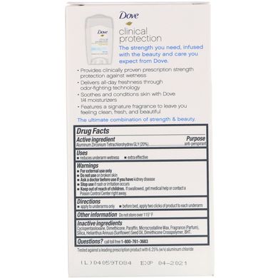 Дезодорант-антиперспірант Prescription Strength, аромат «Оригінальний», Clinical Protection, Dove, 48 г