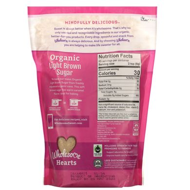 Органічний легкий коричневий цукор, Wholesome Sweeteners, Inc, 15 фунта (680 г)