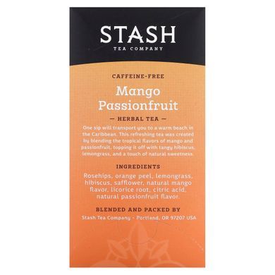 Herbal Tea, Mango Passionfruit, Caffeine Free, Stash Tea, 20 tea bags, 1.3 oz (38 g)
