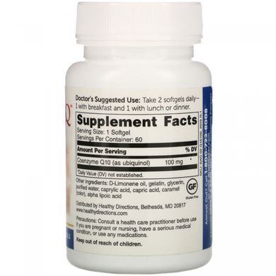 Убіхінол, BioActive Q Ubiquinol, Dr. Whitaker, 100 мг, 60 м'яких капсул