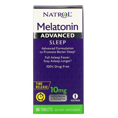 Мелатонін, покращений сон, повільне вивільнення, Advanced Sleep Melatonin, Natrol, 10 мг, 60 таблеток