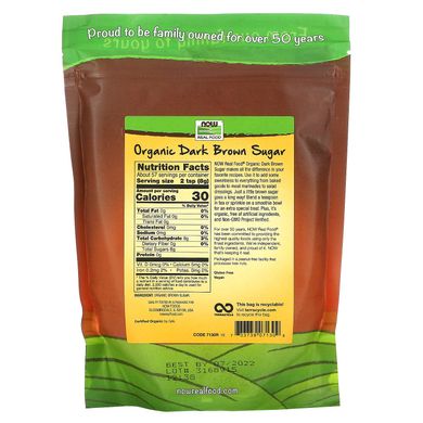 Органический коричневый сахар Now Foods (Real Foods Organic Dark Brown Sugar) 454 г купить в Киеве и Украине