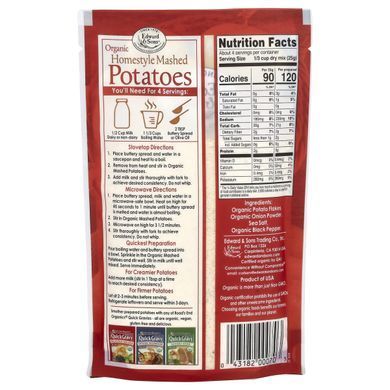 Organic Mashed Potatoes, homemade kitchen, Edward & Sons, 100 g