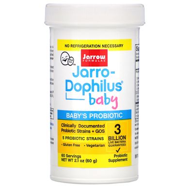 Пробіотики для дитини, 3 мільярди живих бактерій, Jarro-Dophilus Baby, Baby's Probiotic, Jarrow Formulas, 2,1 унції (60 г)
