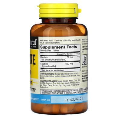 Лизин Mason Natural (L-Lysine) 500 мг 100 таблеток купить в Киеве и Украине