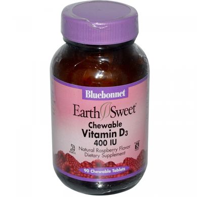 Вітамін Д3 зі смаком малини Bluebonnet Nutrition (Vitamin D3) 400 МО 90 жувальних таблеток /ТЕРМІН!!!