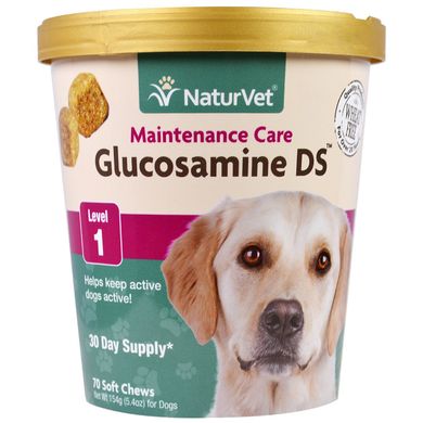 Глюкозамін для собак рівень 1 NaturVet (Glucosamine DS Level 1) 70 жувальних таблеток