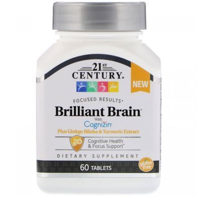 Витамины для мозга, блестящий мозг, Brilliant Brain, 21st Century, 60 таблеток купить в Киеве и Украине