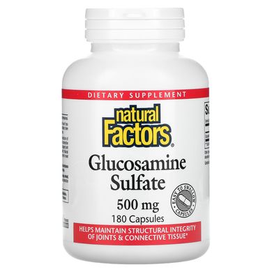 Natural Factors, Сульфат глюкозаміну, 500 мг, 180 капсул