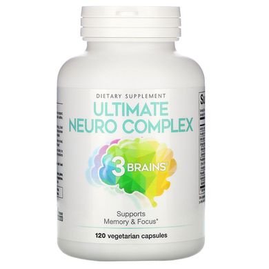 Вітаміни для мозку, 3 Brains, Ultimate Neuro Complex, Natural Factors, 120 вегетаріанських капсул