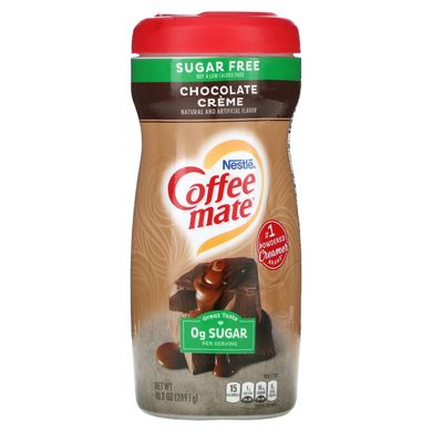 Coffee Mate, сухі вершки для кави, без цукру, зі смаком шоколадного крему, 289,1 г (10,2 унції)