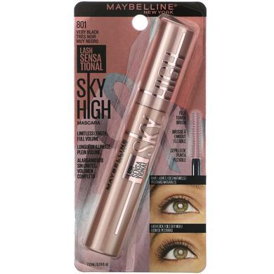 Maybelline, Lash Sensational, туш для вій Sky High, 801 Very Black, 0,24 рідкої унції (7,2 мл)