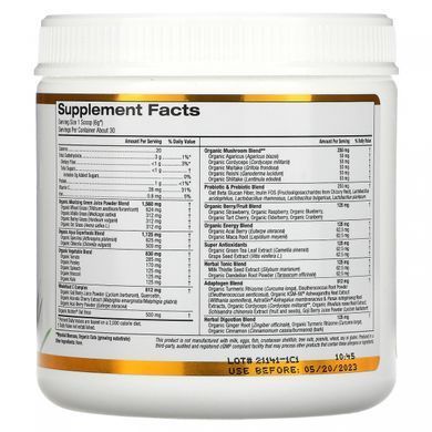 Суперзелень та суперфуд California Gold Nutrition (Supergreens + Superfoods) 182 г